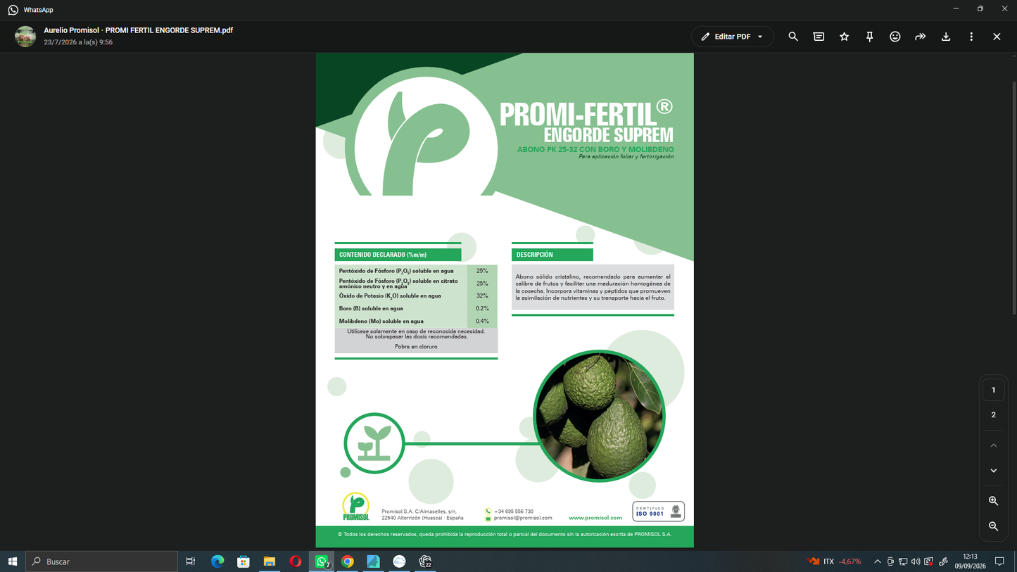 PROMI-FERTIL® ENGORDE SUPREM | Abono PK 25-32 con Boro y Molibdeno
